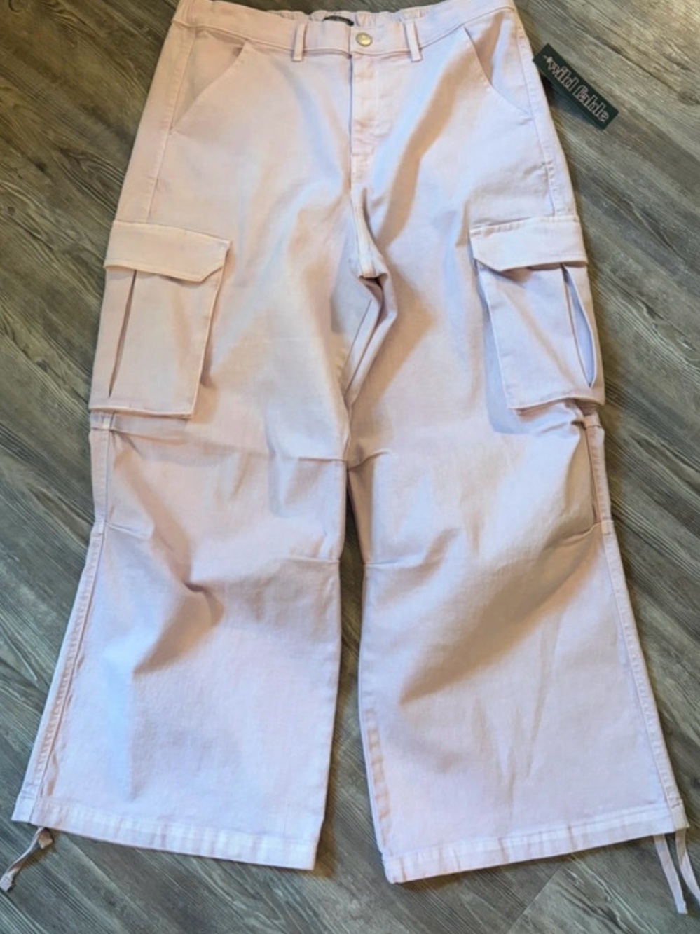 Wild Fable sz 10 cargo wide leg stretch waist twill pants NWT